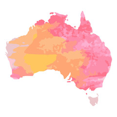 hand drawn watercolor map of Australia