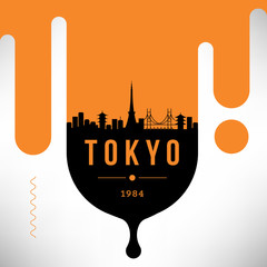 Tokyo Modern Web Banner Design with Vector Linear Skyline