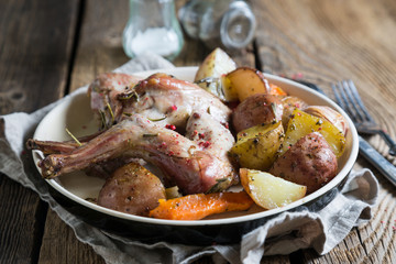 Baked rabbit with vegetables