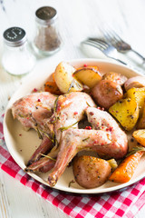Baked rabbit with vegetables