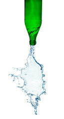 Water pouring from the bottle.