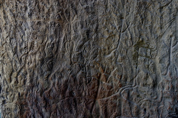 Ancient petroglyphs of Gobustan,rock paintings depicting shaman's ritual dancing of neolithic tribe before the hunting,Azerbaijan,unesco heritage