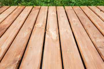 Perspective view of wooden boardwalk