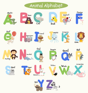 Cute Animal Alphabets for children set