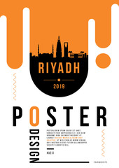 Riyadh Modern Poster Design with Vector Linear Skyline
