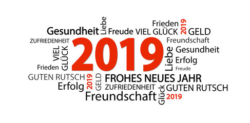 word cloud with new year 2019 greetings