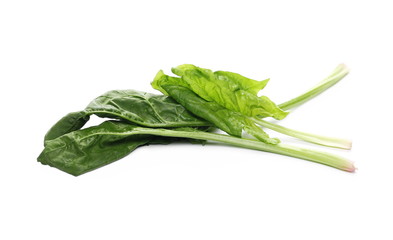 Fresh spinach leaves isolated on white background