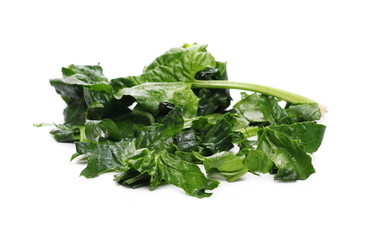 Fresh spinach leaves isolated on white background