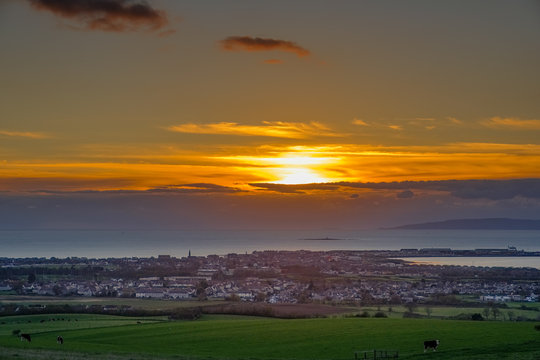 Sunset Over Troon in South Ayrshire on a Cold Night in October