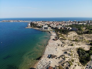 Bulgaria aerial photo of the beautiful coastal area of Sunny Beach near Nesebar