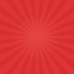 Bright red rays background. Comics, pop art style. Vector illustration