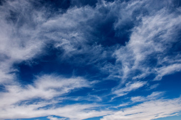 White clouds in a blue sky