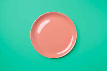 rose pastel plate on complementary green background