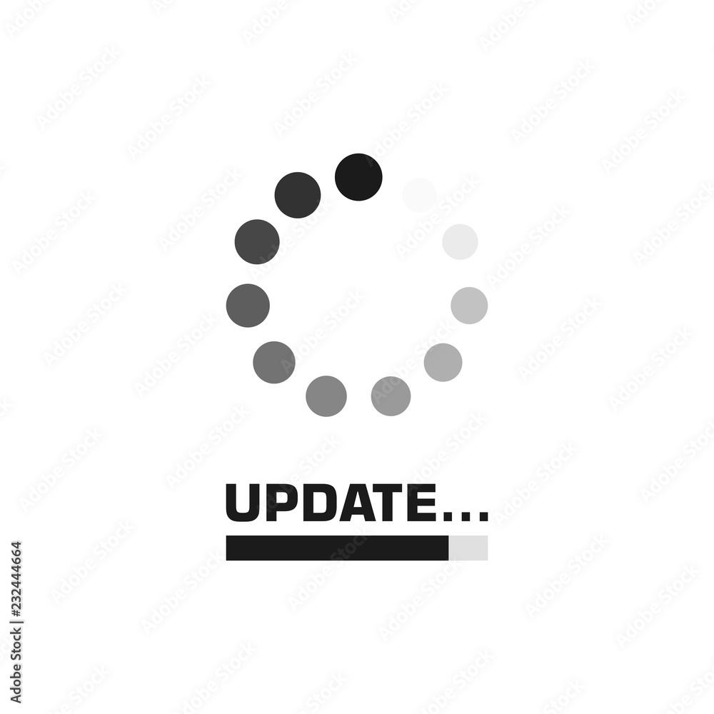Poster system software update and upgrade concept. loading process screen. vector illustration
