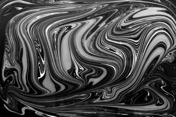 Marble ink pattern texture abstract background. black gold and white tone