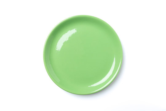 Pastel green plate isolated on white background