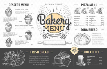 Fototapeta premium Vintage bakery menu design. Restaurant menu