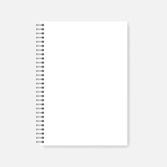 Spiral blank empty white A4 notebook realistic vector mockup