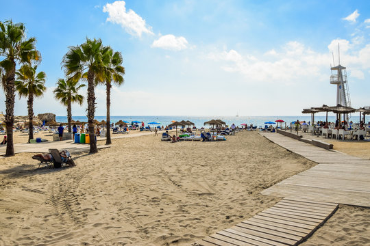 Playa de L'Ampolla beach in Moraira, Costa Blanca, Spain. 