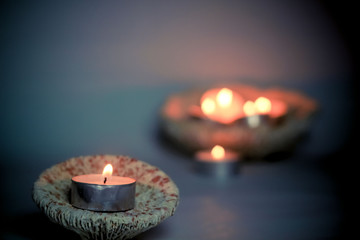 Obraz na płótnie Canvas Spa Still Life with Aroma Therapy Candle Centerpiece