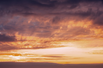 Fototapeta premium Sunrise Sunset Sky. Bright Dramatic Sky With Colorful Clouds. Ye
