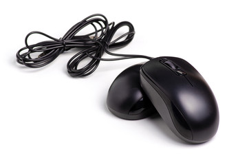 Two computer mice on white background. Isolation.