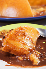 Slice of pumpkin jelly cake closeup