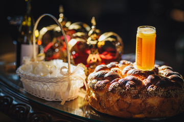 Crowns for a orthodox wedding ceremony and a religious book