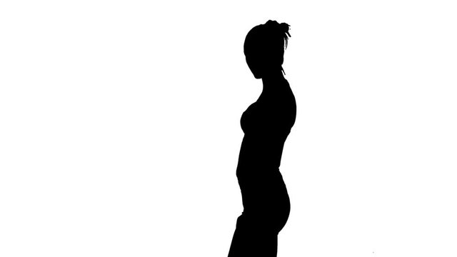 Beautiful Silhouette Model Pose and dance happily.