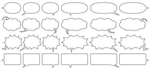 漫画風フキダシベーシック横書き用(線画のみ)