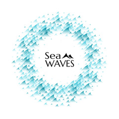 Sea waves design elements. Round frame.