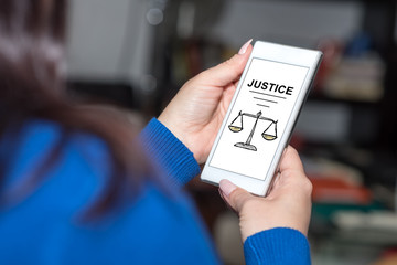 Justice concept on a smartphone