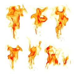 Fire flames on white background