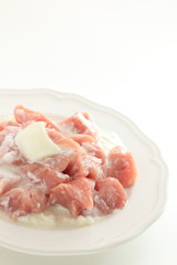 chicken meat and yogurt for cooking image