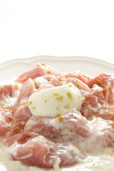 chicken meat and yogurt for cooking image