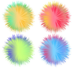 set of balls with fur effect. colorful shaggy ball. Colorful cartoon fluffy pompons. Fur balls.