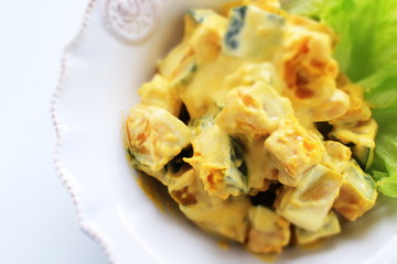 Homemade mayonnaise and pumpkin salad