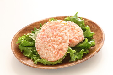 Japanese food, crab cake on lettuce