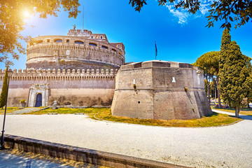 Castel Sant Angelo or Mausoleum of Hadrian in Rome Italy, built in ancient Rome, it is now the...