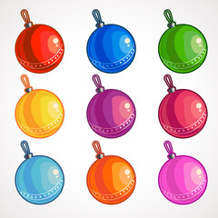 Cartoon colored balls for a Christmas tree. Vector illustration