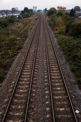 Fototapeta na wymiar View along train tracks towards Goole station 