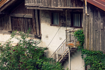 Beluno, Italy August 7, 2018: Perarollo di Cadore mountain village. Houses on the mountains.