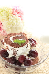 Grape and chocolate swiss roll for gourmet dessert image