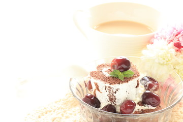 Grape and chocolate swiss roll for gourmet dessert image