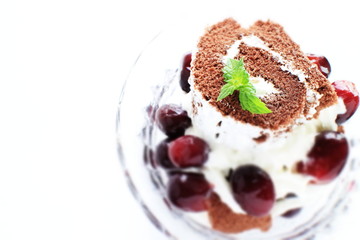 Grape and chocolate swiss roll for gourmet dessert image