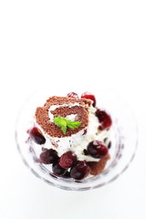 Grape and chocolate swiss roll for gourmet dessert image