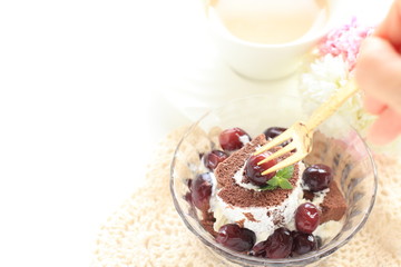 Grape and chocolate swiss roll for gourmet dessert image