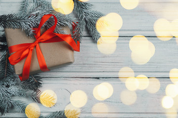 Gift boxed on a light background with copy space
