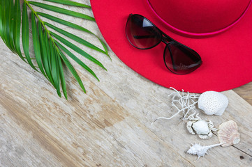 Flat lay summer background.