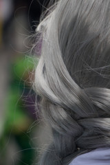 Closeup of grey hair